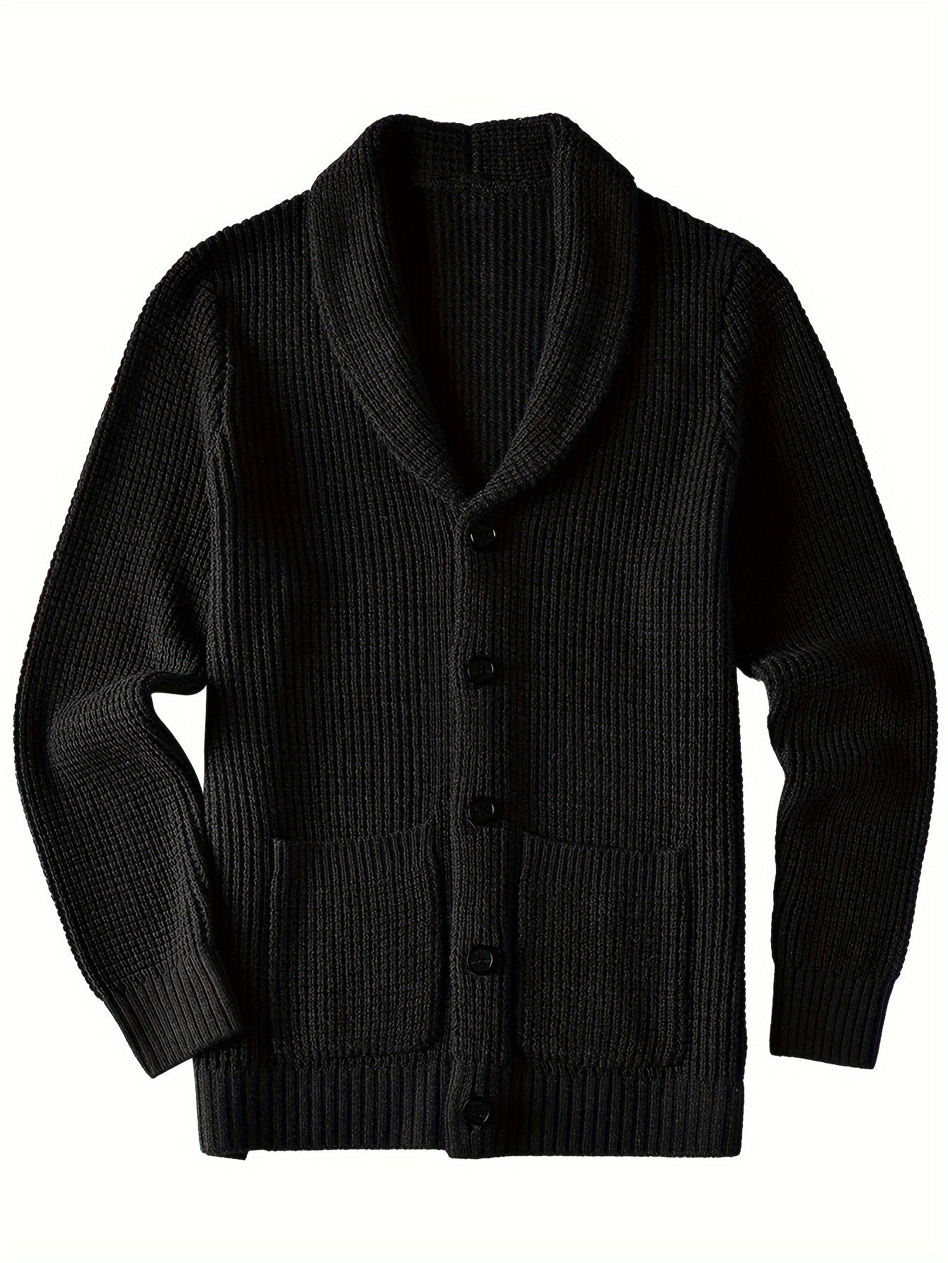 Men's warm cardigan jacket with green fruit collar long sleeved sweater - ZOOMNSTORE