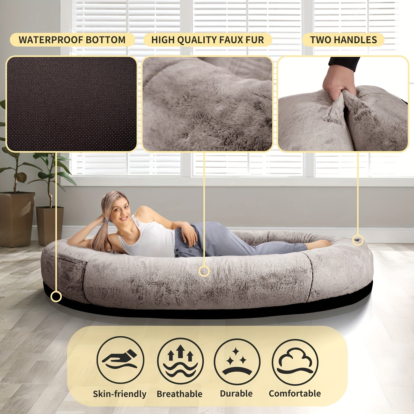 Human-Sized Dog Bed - Comfortable Pet Bed for Adults and Owners - ZOOMNSTORE