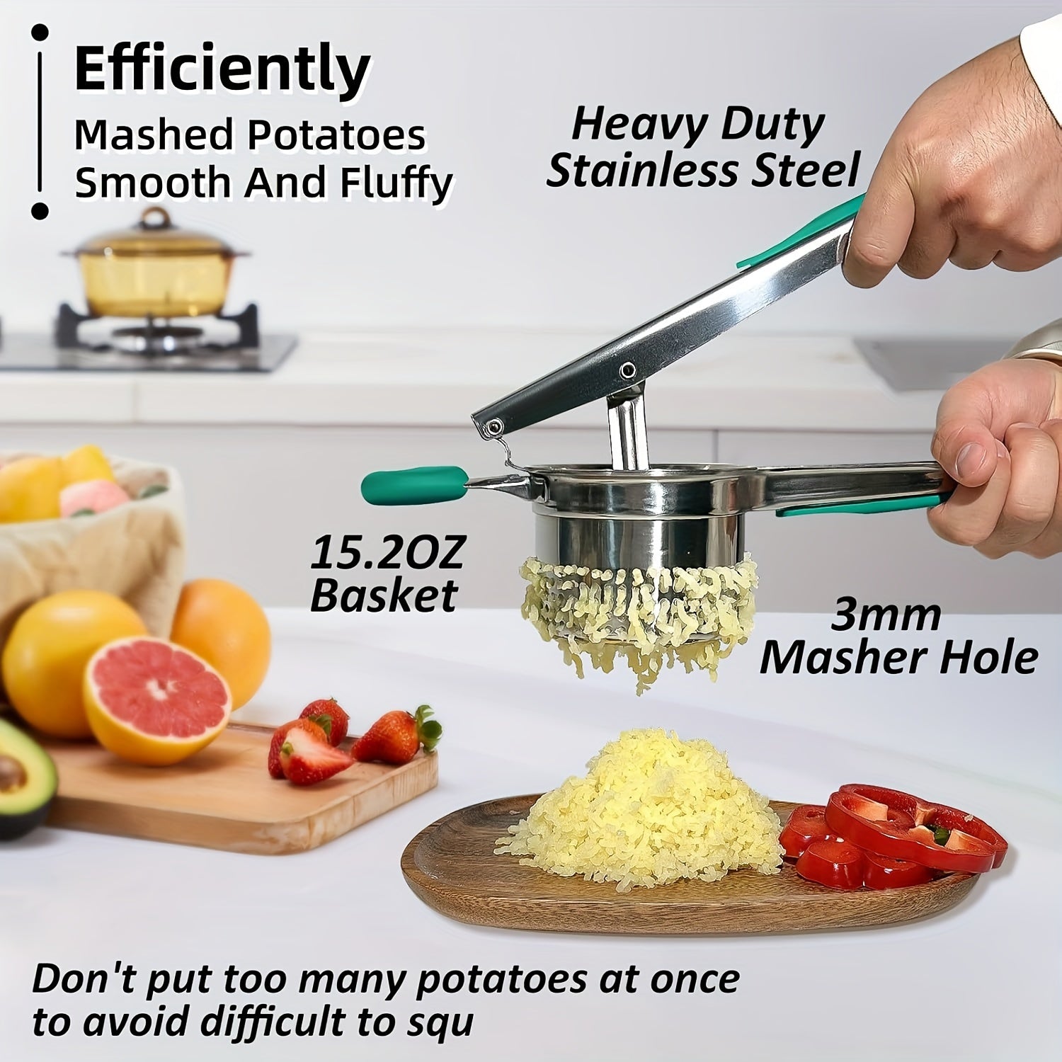 Large Silicone Potato Masher with Side Hole 15oz Efficient Grinder  Anti-Slip Handle - ZOOMNSTORE