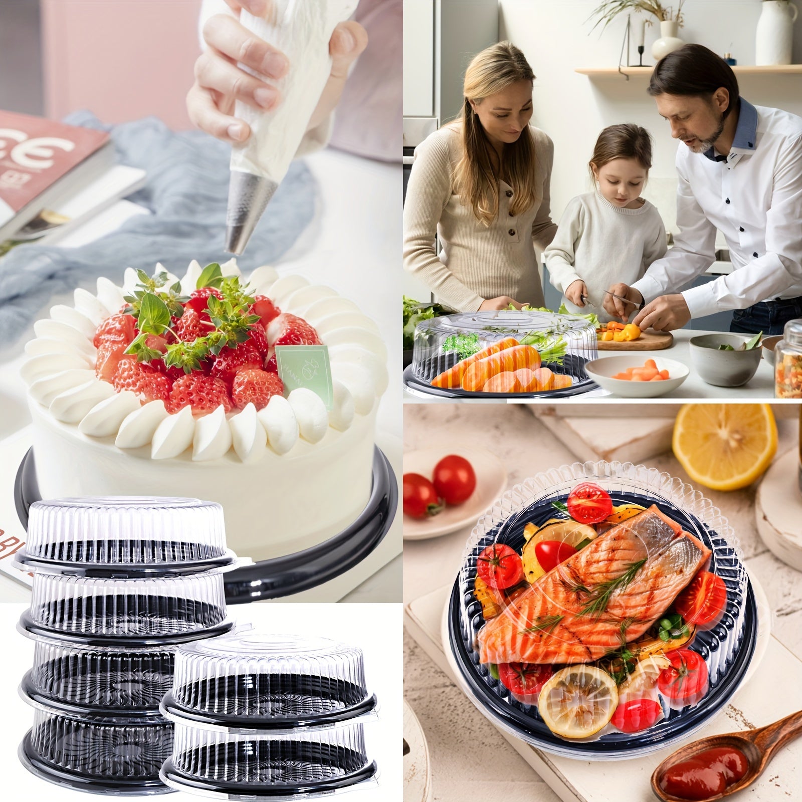 Leak-Proof Disposable 12-Inch Appetizer Trays - 50 Pack BPA-Free Plastic Containers with Lids Microwave Safe - ZOOMNSTORE