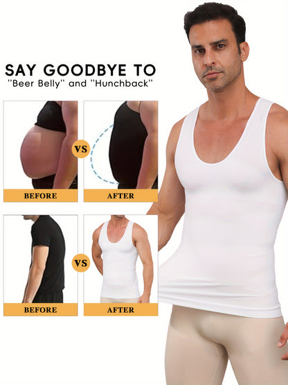 Mens Slimming Compression Shirt - Sleeveless Waist Trainer Tank Top - ZOOMNSTORE