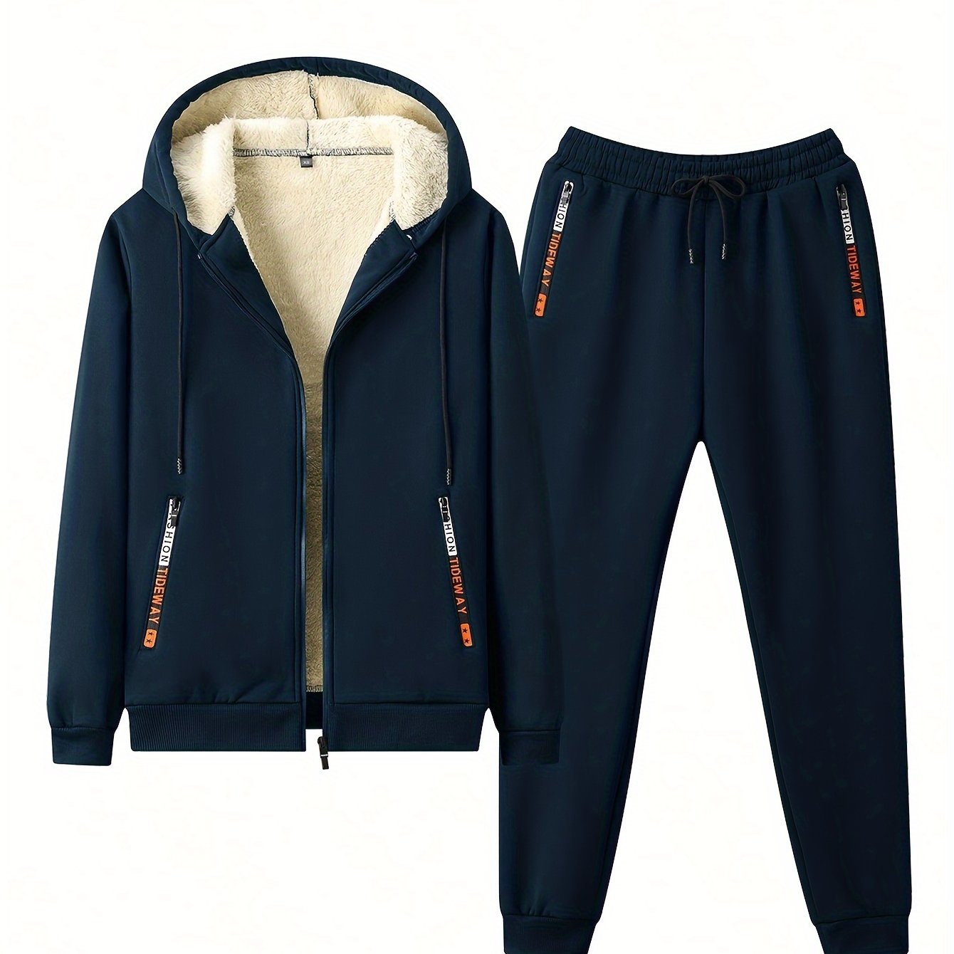 Mens Fleece Lined Tracksuit Set - Athletic Hoodie  Jogging Pants for Gym and Running - ZOOMNSTORE