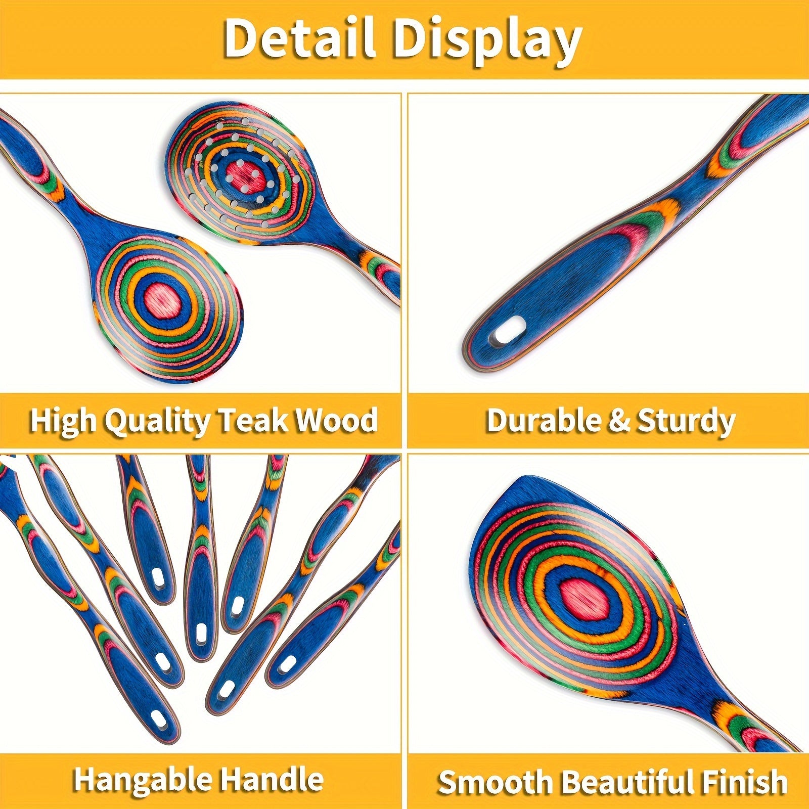 Pakkawood Cooking Utensils Set - 6Pcs7Pcs Non-Stick Wooden Spoons for Home  Kitchen Gifts - ZOOMNSTORE