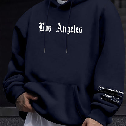 Mens Geometric Hoodie - Casual Pullover with Kangaroo Pocket Regular Fit Stretch Polyester Blend for Spring  Fall - ZOOMNSTORE