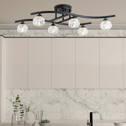 Modern Crystal Pendant Chandelier - Metallic Lines Design for Kitchen Dining and Living Rooms - ZOOMNSTORE