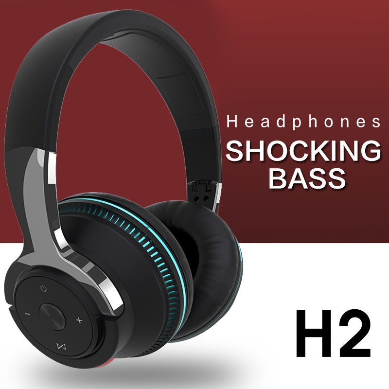 Wireless Headphones - 24 Hours Playtime Over Ear with Mic FM Radio Soft Earpads LED Light TF Card and AUX Support - ZOOMNSTORE