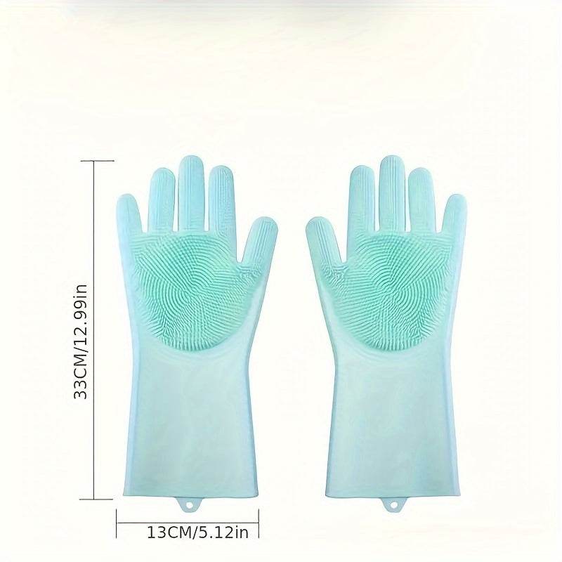 2 Pcs 2-in-1 Pet Dog Bath Gloves with Silicone Brush for Massage and Rubbing, Dog Bathing Supplies - ZOOMNSTORE