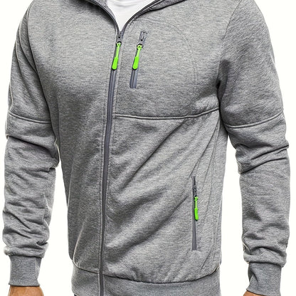 Mens Zipper Hoodie - Casual Full-Zip Sweatshirt with Pockets for Outdoor Activities - ZOOMNSTORE