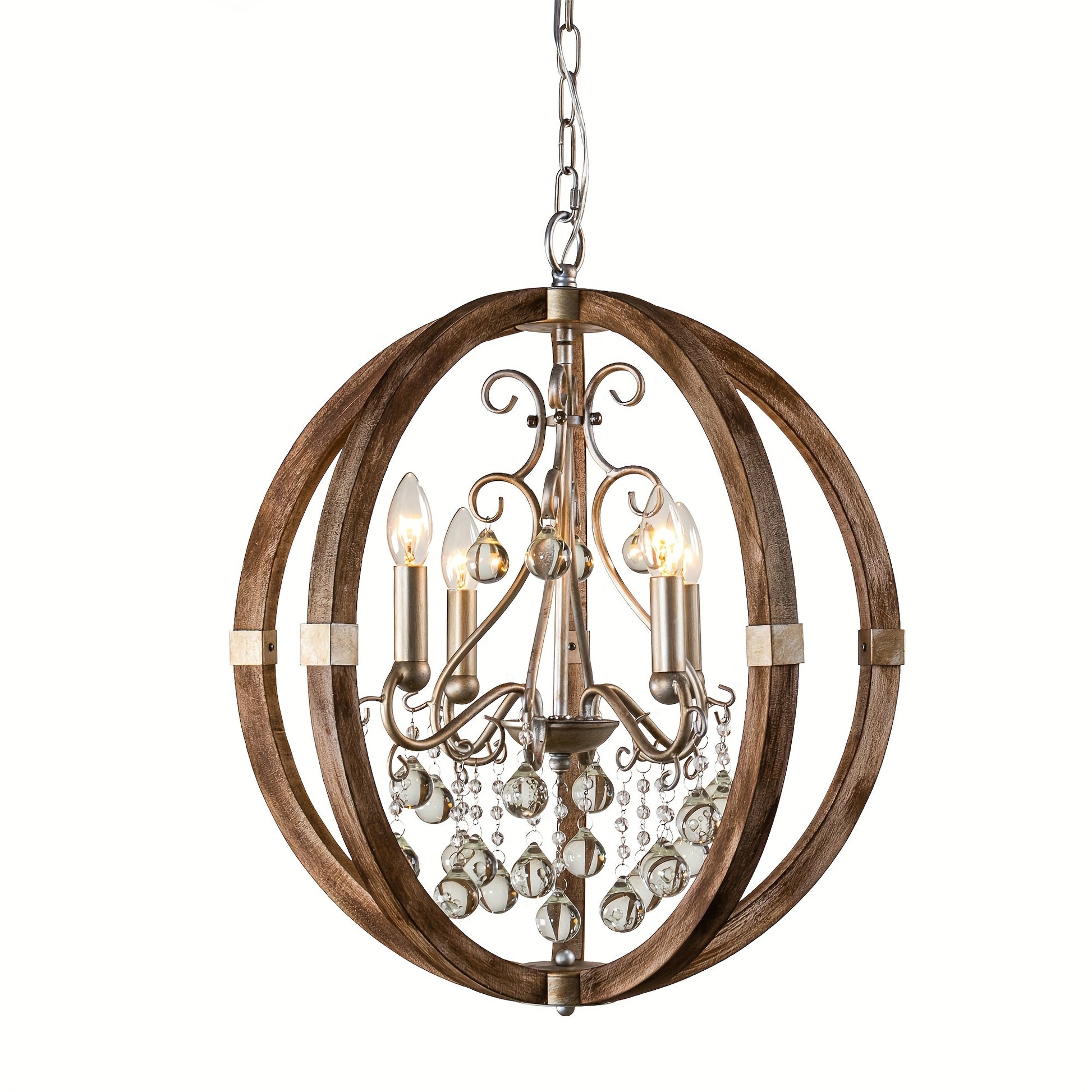 Brown Caged Chandelier - 4-Light Rustic Ceiling Fixture - ZOOMNSTORE