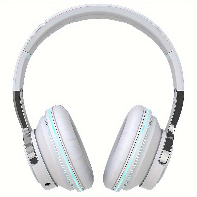 Wireless Headphones - 24 Hours Playtime Over Ear with Mic FM Radio Soft Earpads LED Light TF Card and AUX Support - ZOOMNSTORE