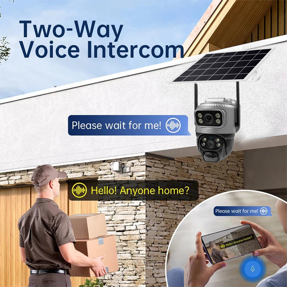 4K Solar Security Camera - 8MP Dual Lens 4G WiFi PIR Detection Night Vision Waterproof - ZOOMNSTORE