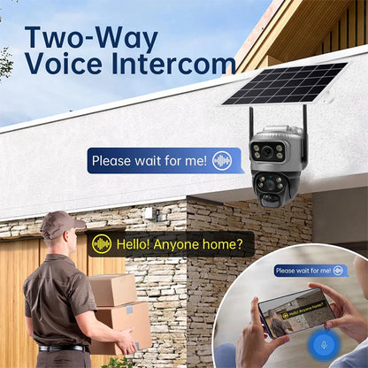 4K Solar Security Camera - 8MP Dual Lens 4G WiFi PIR Detection Night Vision Waterproof - ZOOMNSTORE