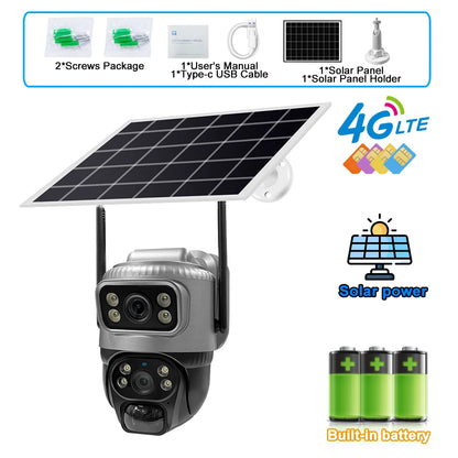 4K Solar Security Camera - 8MP Dual Lens 4G WiFi PIR Detection Night Vision Waterproof - ZOOMNSTORE
