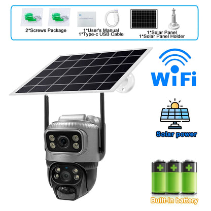 4K Solar Security Camera - 8MP Dual Lens 4G WiFi PIR Detection Night Vision Waterproof - ZOOMNSTORE