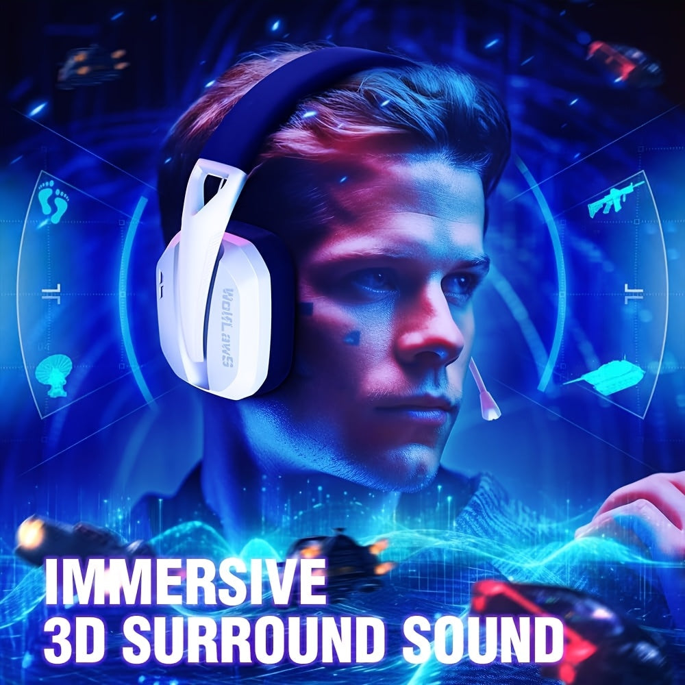 Wireless Gaming Headset - 48H Battery Low Latency Over-Ear Bluetooth Headphones with Detachable Mic for PC PS5 PS4 Mac Switch - Gift for Gamers - ZOOMNSTORE