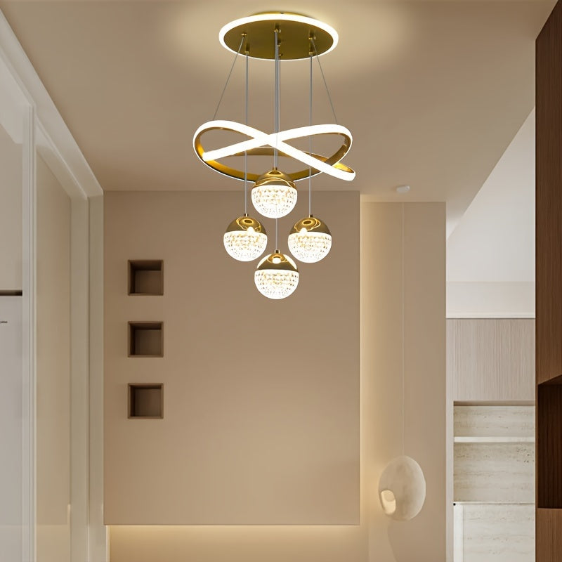 Art Deco Adjustable Pendant Chandelier with Polished Metal  Plastic Shade - Hardwired Semi-Flush Mount for Living Room  Restaurant Decor - ZOOMNSTORE