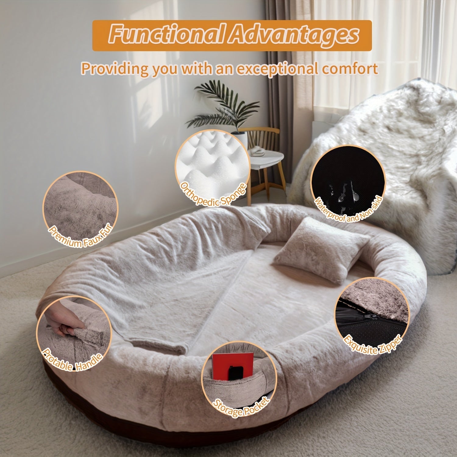 Human-Sized Dog Bed - Comfortable Pet Bed for Adults and Owners - ZOOMNSTORE