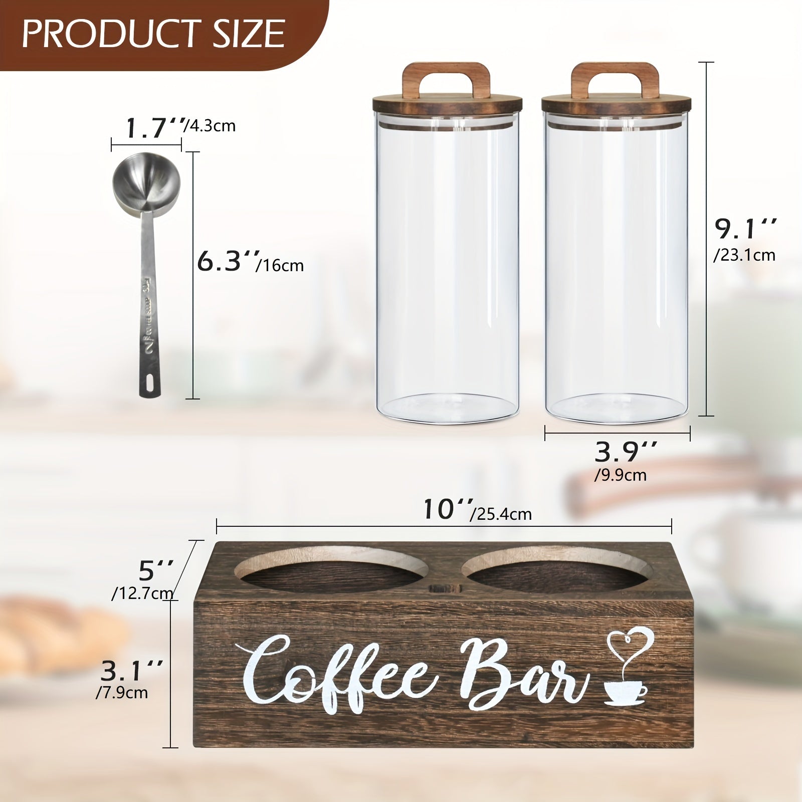 Airtight Glass Storage Jars with Bamboo Lids and Spoon - Coffee Sugar Tea Canisters - ZOOMNSTORE