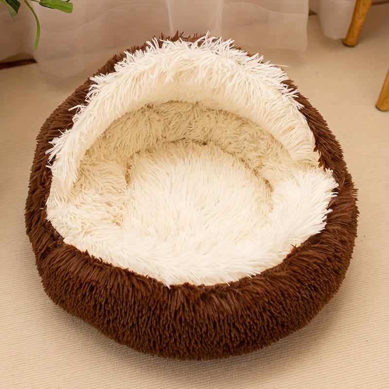 Plush Cat Nest Bed - Cozy Cave for Small Pets with Removable Cover - ZOOMNSTORE