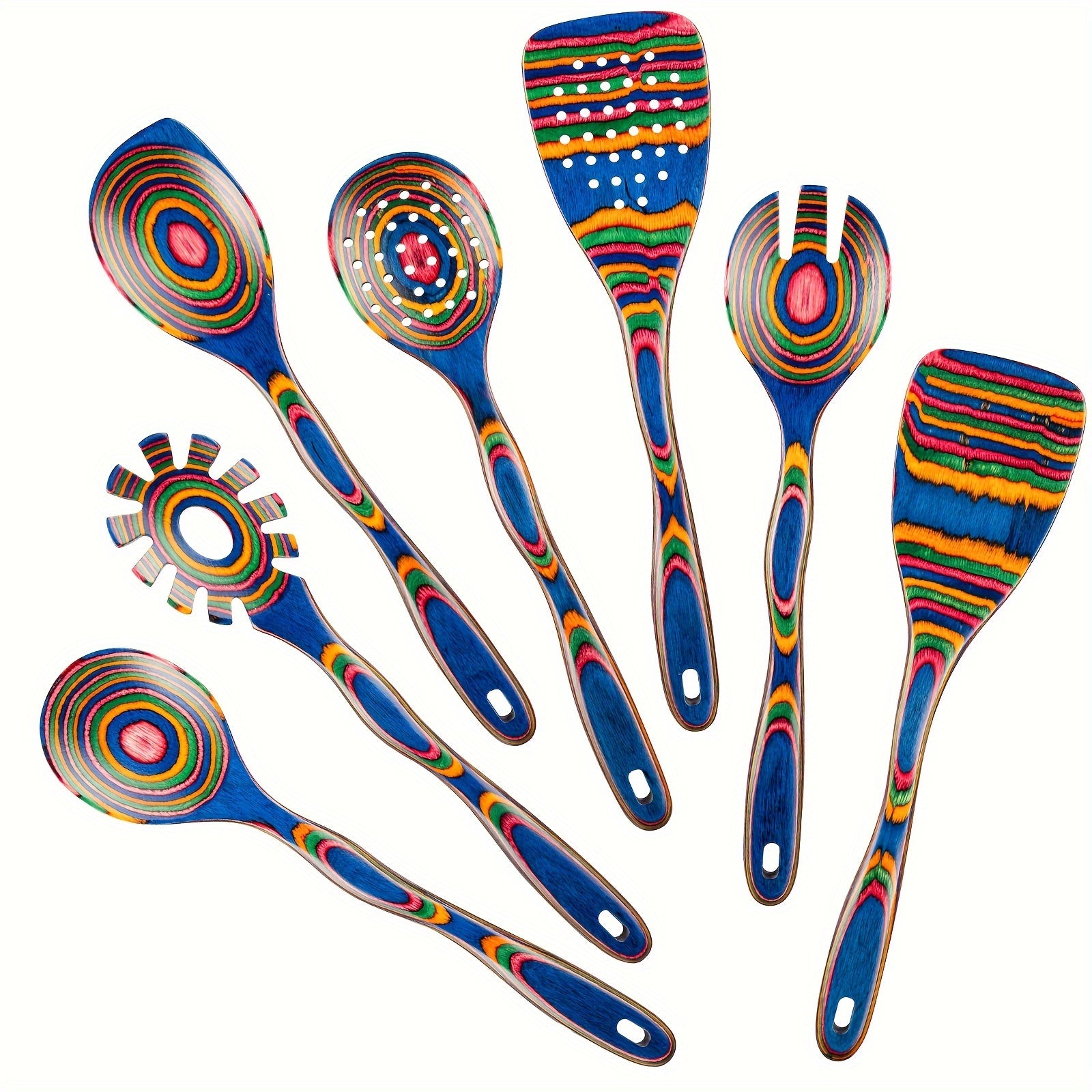 Pakkawood Cooking Utensils Set - 6Pcs7Pcs Non-Stick Wooden Spoons for Home  Kitchen Gifts - ZOOMNSTORE