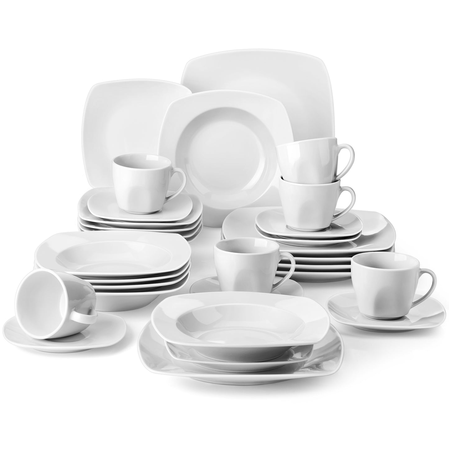 Ivory White Porcelain Dinnerware Set - 6-Piece Plates and Bowls for Home and Restaurant - ZOOMNSTORE