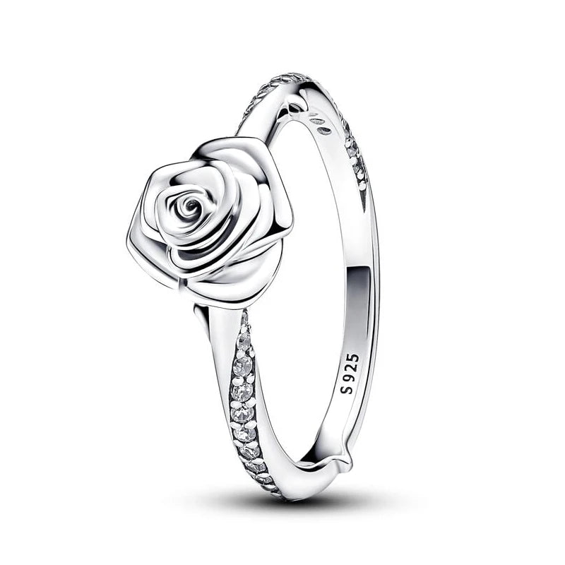 925 Silver Rose Ring – Sterling Silver Flower Cocktail Ring For Women’s Wedding Party - ZOOMNSTORE
