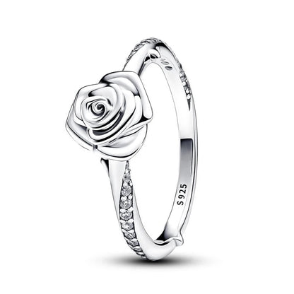 925 Silver Rose Ring – Sterling Silver Flower Cocktail Ring For Women’s Wedding Party - ZOOMNSTORE