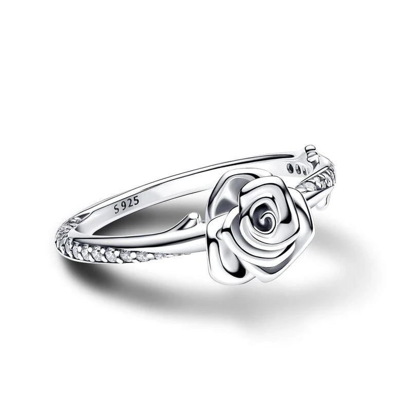 925 Silver Rose Ring – Sterling Silver Flower Cocktail Ring For Women’s Wedding Party - ZOOMNSTORE