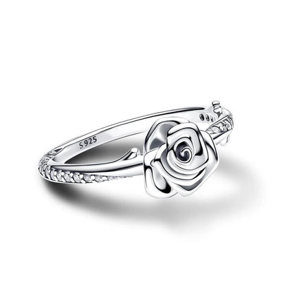925 Silver Rose Ring – Sterling Silver Flower Cocktail Ring For Women’s Wedding Party - ZOOMNSTORE