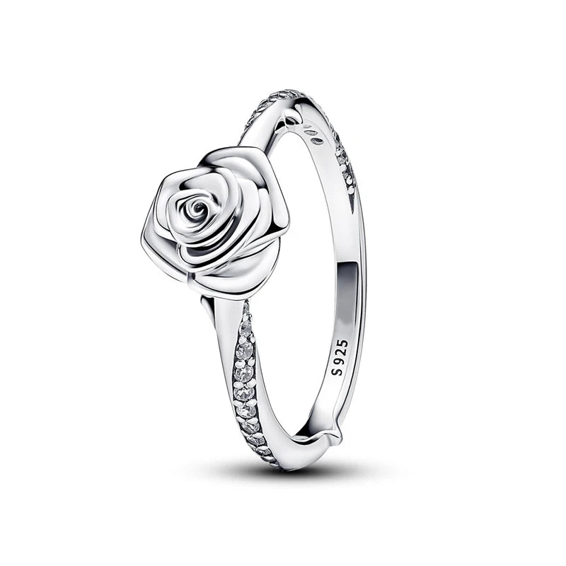 925 Silver Rose Ring – Sterling Silver Flower Cocktail Ring For Women’s Wedding Party - ZOOMNSTORE