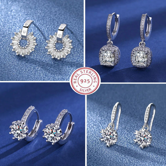 925 Sterling Silver Jewelry Women Fashion Cute Tiny Clear Crystal CZ Stud Earrings Gift for Girls Teens Lady Gift - ZOOMNSTORE