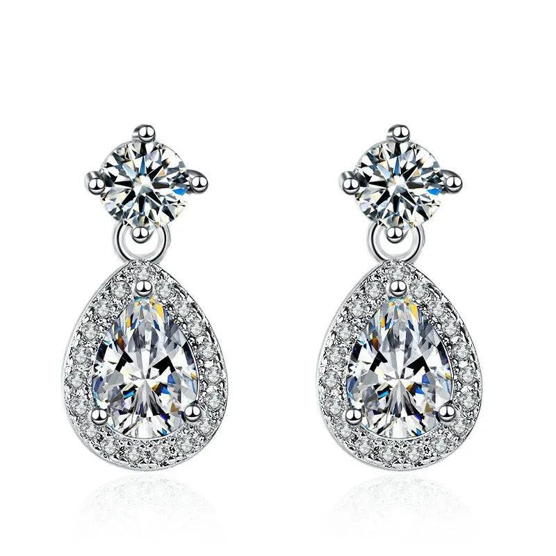 925 Sterling Silver Jewelry Women Fashion Cute Tiny Clear Crystal CZ Stud Earrings Gift for Girls Teens Lady Gift - ZOOMNSTORE