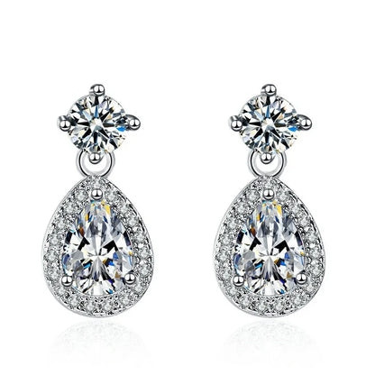 925 Sterling Silver Jewelry Women Fashion Cute Tiny Clear Crystal CZ Stud Earrings Gift for Girls Teens Lady Gift - ZOOMNSTORE