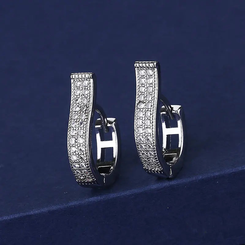 925 Sterling Silver Jewelry Women Fashion Cute Tiny Clear Crystal CZ Stud Earrings Gift for Girls Teens Lady Gift - ZOOMNSTORE