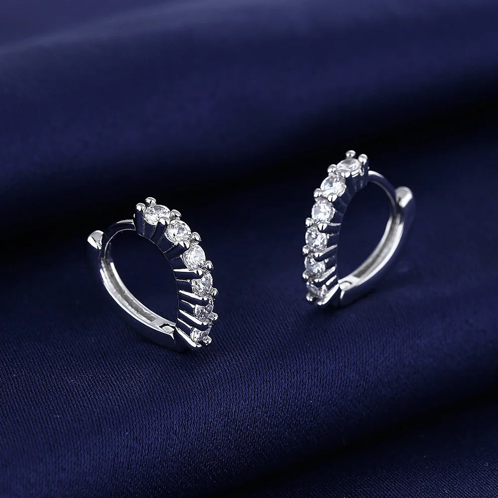 925 Sterling Silver Jewelry Women Fashion Cute Tiny Clear Crystal CZ Stud Earrings Gift for Girls Teens Lady Gift - ZOOMNSTORE
