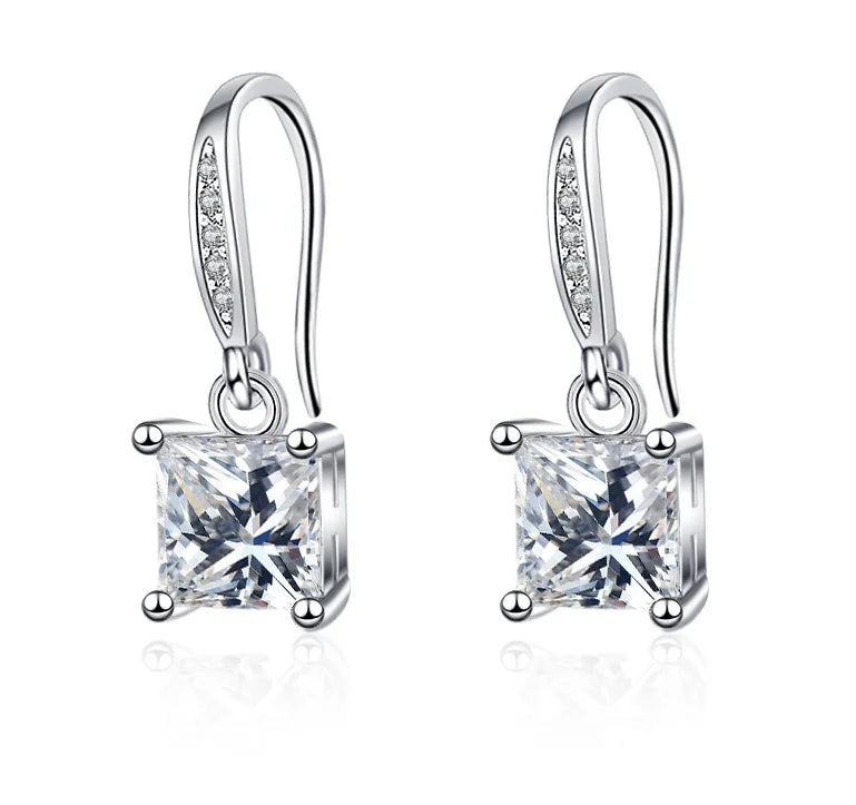 925 Sterling Silver Jewelry Women Fashion Cute Tiny Clear Crystal CZ Stud Earrings Gift for Girls Teens Lady Gift - ZOOMNSTORE