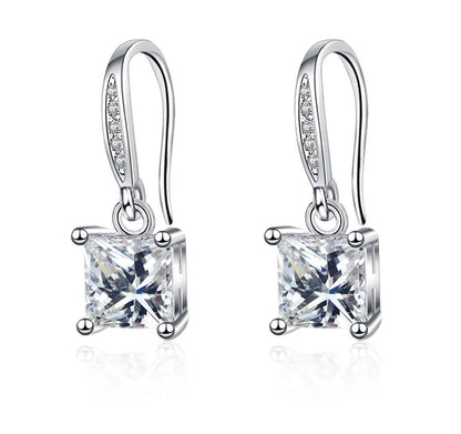 925 Sterling Silver Jewelry Women Fashion Cute Tiny Clear Crystal CZ Stud Earrings Gift for Girls Teens Lady Gift - ZOOMNSTORE