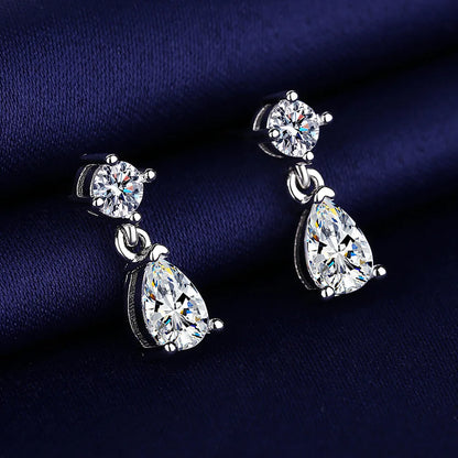 925 Sterling Silver Jewelry Women Fashion Cute Tiny Clear Crystal CZ Stud Earrings Gift for Girls Teens Lady Gift - ZOOMNSTORE