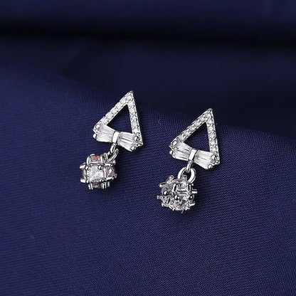 925 Sterling Silver Jewelry Women Fashion Cute Tiny Clear Crystal CZ Stud Earrings Gift for Girls Teens Lady Gift - ZOOMNSTORE