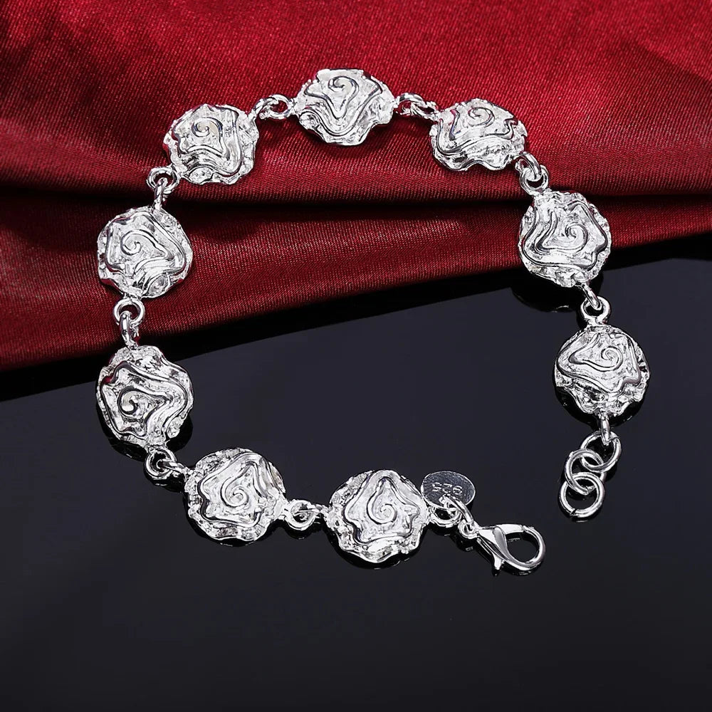 Fine Noble 925 Sterling Silver Solid Chain Bracelet For Women Men Charm Party Gift Wedding party Fashion Jewelry - ZOOMNSTORE