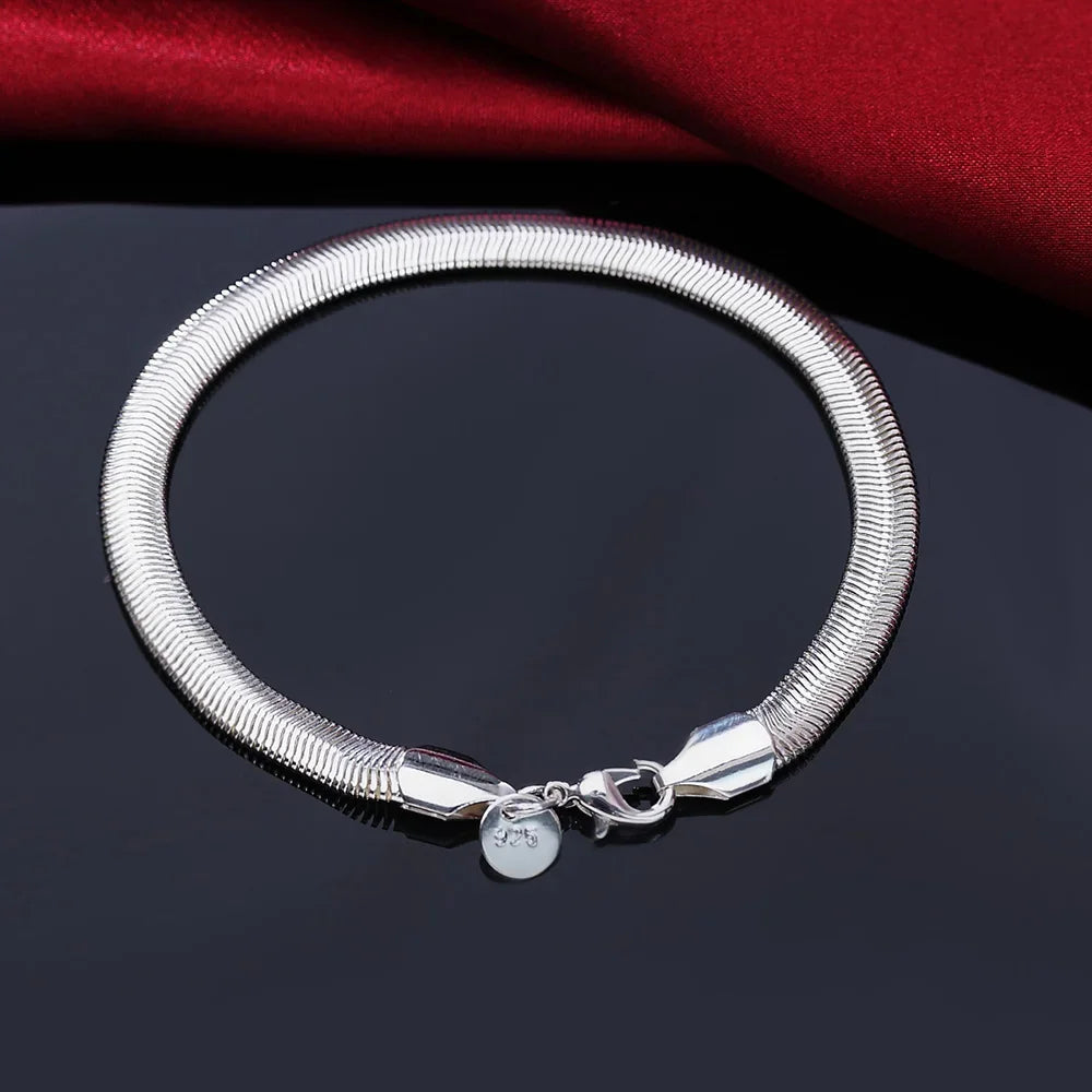 Fine Noble 925 Sterling Silver Solid Chain Bracelet For Women Men Charm Party Gift Wedding party Fashion Jewelry - ZOOMNSTORE