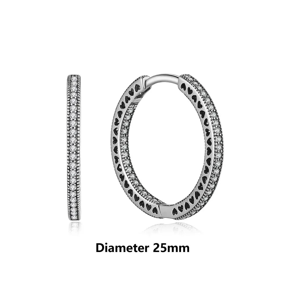 925 Sterling Silver Earrings – Crystal Zircon Studs With Rose Gold Heart & Bee Design - ZOOMNSTORE