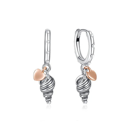 925 Sterling Silver Earrings – Crystal Zircon Studs With Rose Gold Heart & Bee Design - ZOOMNSTORE
