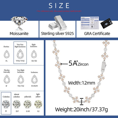 Luxury Handmade Sterling Silver Moissanite Cross Link Chain Necklace for Men - 12mm - ZOOMNSTORE