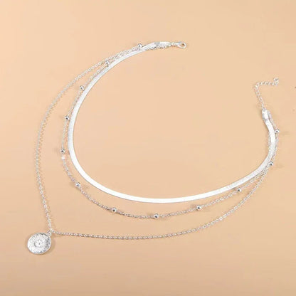 925 Sterling Silver Necklace - Three Layer Snake Chain Charm for Wedding Party - ZOOMNSTORE