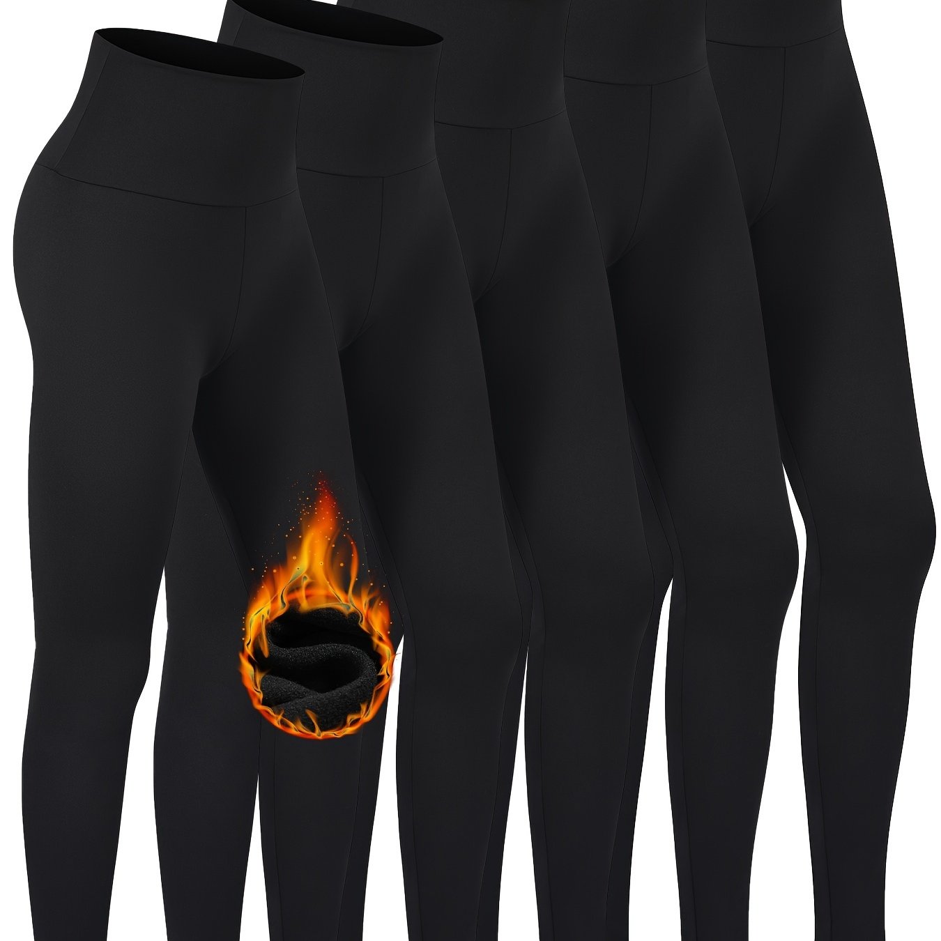 Warm Thermal High Waisted 5 Pack - Plush Lined Leggings for Women - Workout Winter Soft Yoga Pants - ZOOMNSTORE