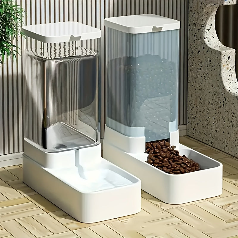 Automatic Pet Feeder  Water Dispenser Set - Non-Glass 10 Gal Capacity for Dogs  Cats - ZOOMNSTORE