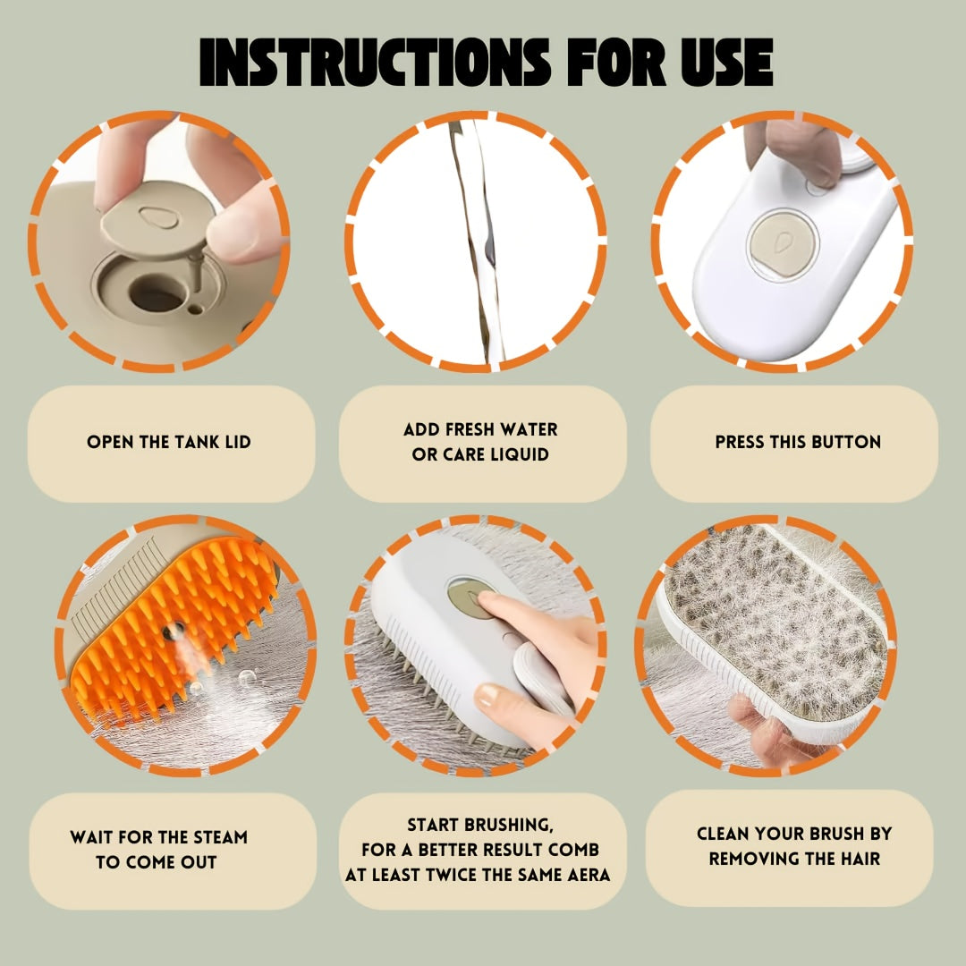 Cat Steamer Brush - 3-in-1 Grooming  Massage Tool for Cats and Dogs - ZOOMNSTORE