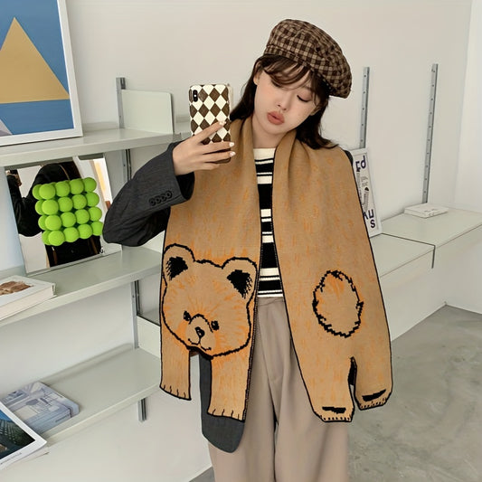 Cute Bear Shawl - Warm Fleece Scarf for Women Autumn  Winter Fashion - ZOOMNSTORE