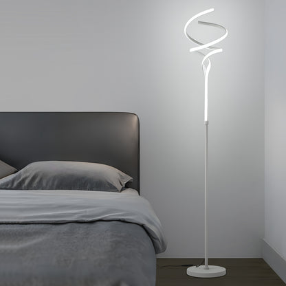Dimmable LED Spiral Floor Lamp with Timer - Modern Standing Light for Living Room Bedroom Kitchen and Office - ZOOMNSTORE